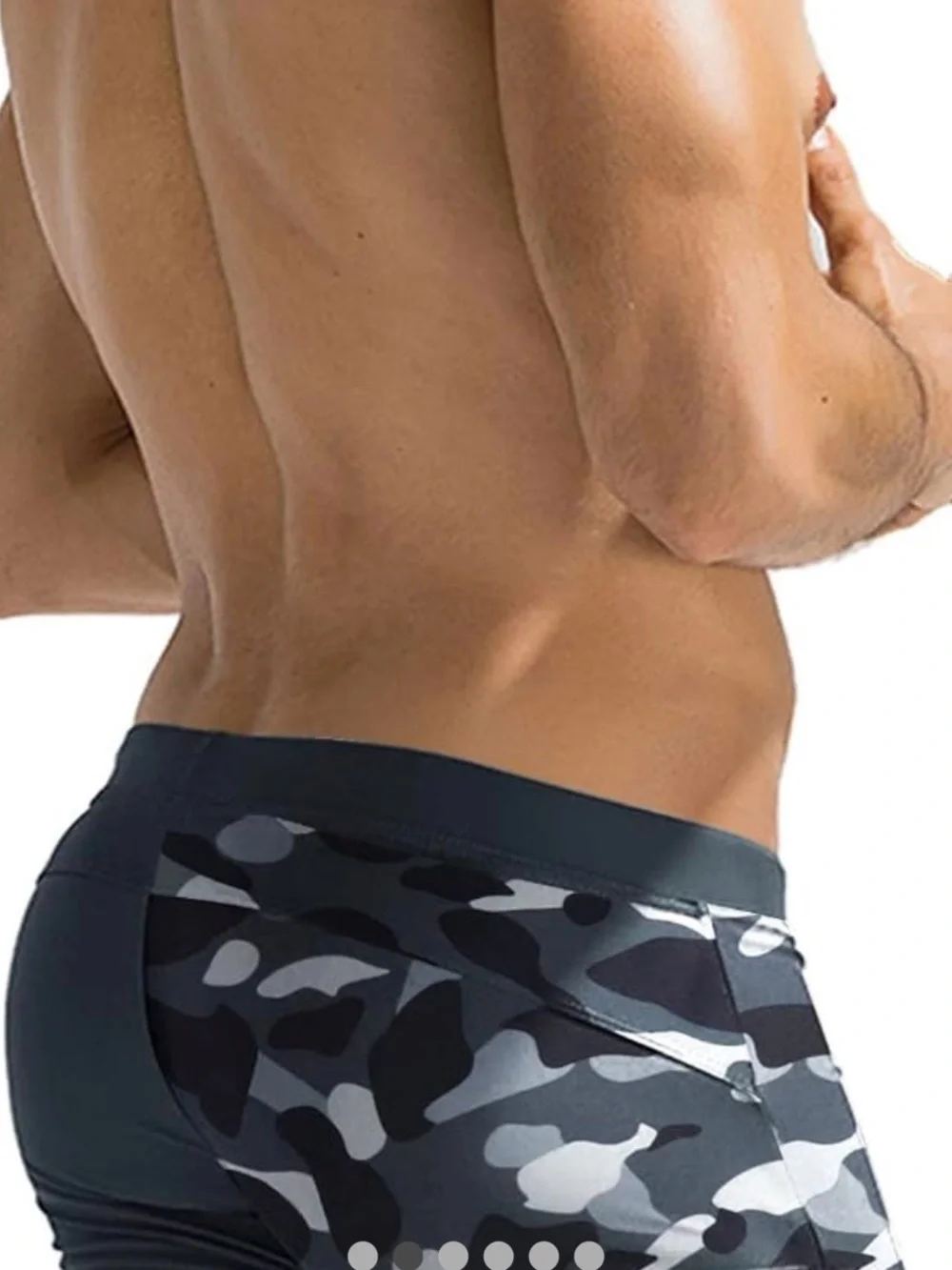 Quick Dry Lightweight Square Leg Cut Swimwear Trunks/Cap Men’s Size M Gray/Camo